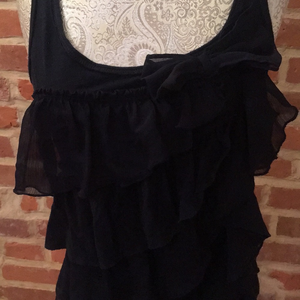 Hollister racer back cami w/ sheer ruffle/bow.